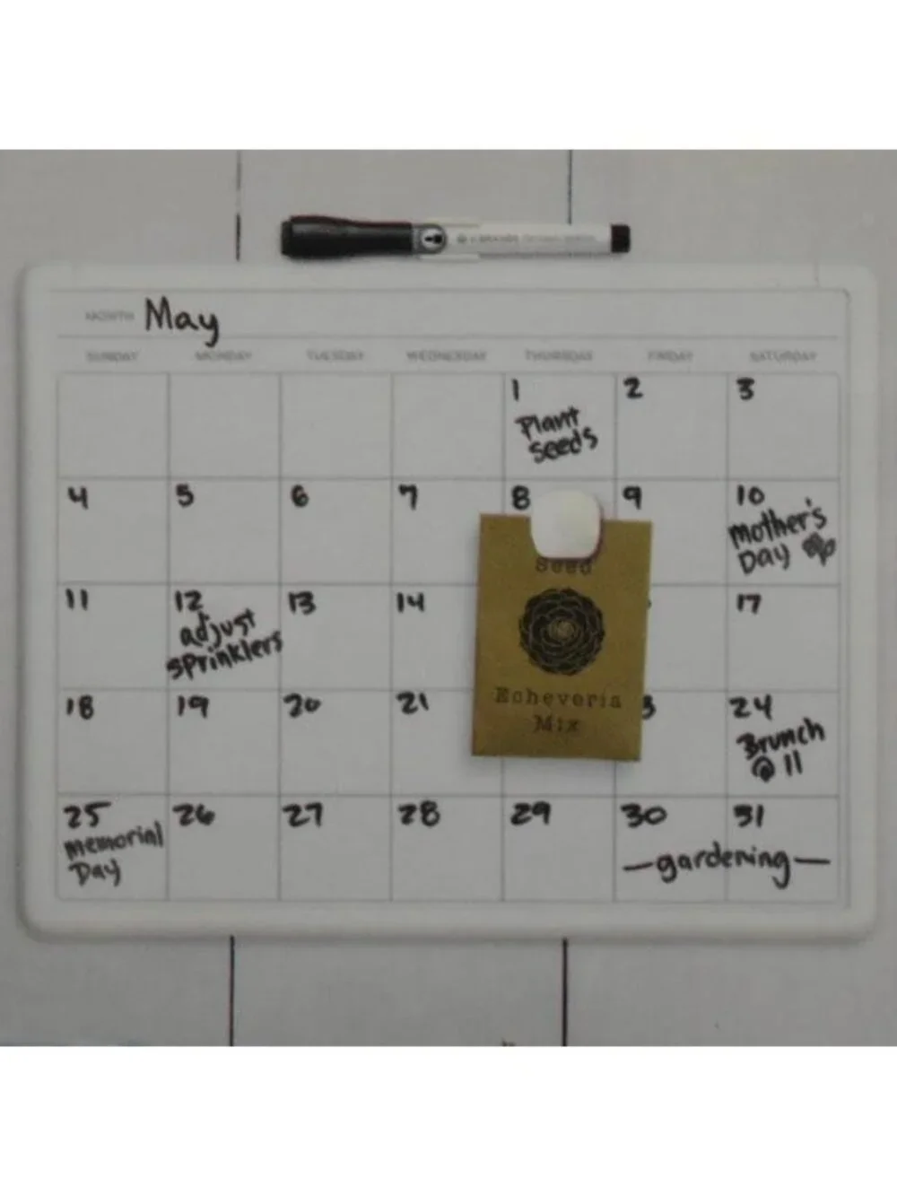 U Brands 11x14 Magnetic Dry Erase Monthly Calendar White Contempo Frame New